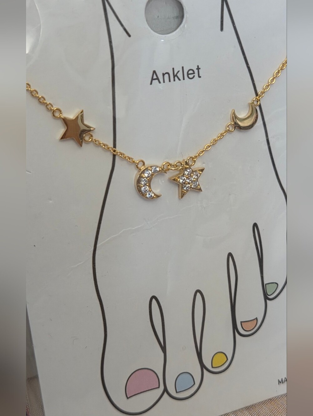 LUCKY CHARMS Gold Dipped Celestial Anklet NIP